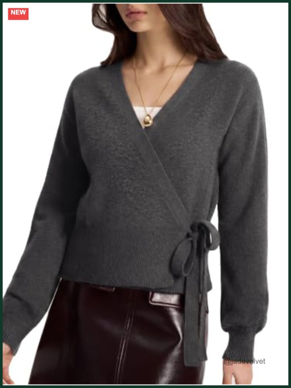 Cashmere Blend V Neck Wrap Sweater Long Sleeve Knit Tie Waist